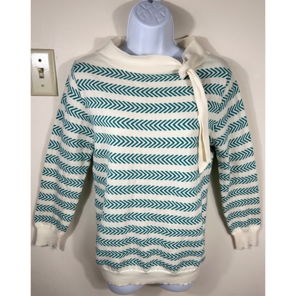 OXKNIT Polo Shirt Women S Green Apricot Striped Vintage Street Knit Top Academia